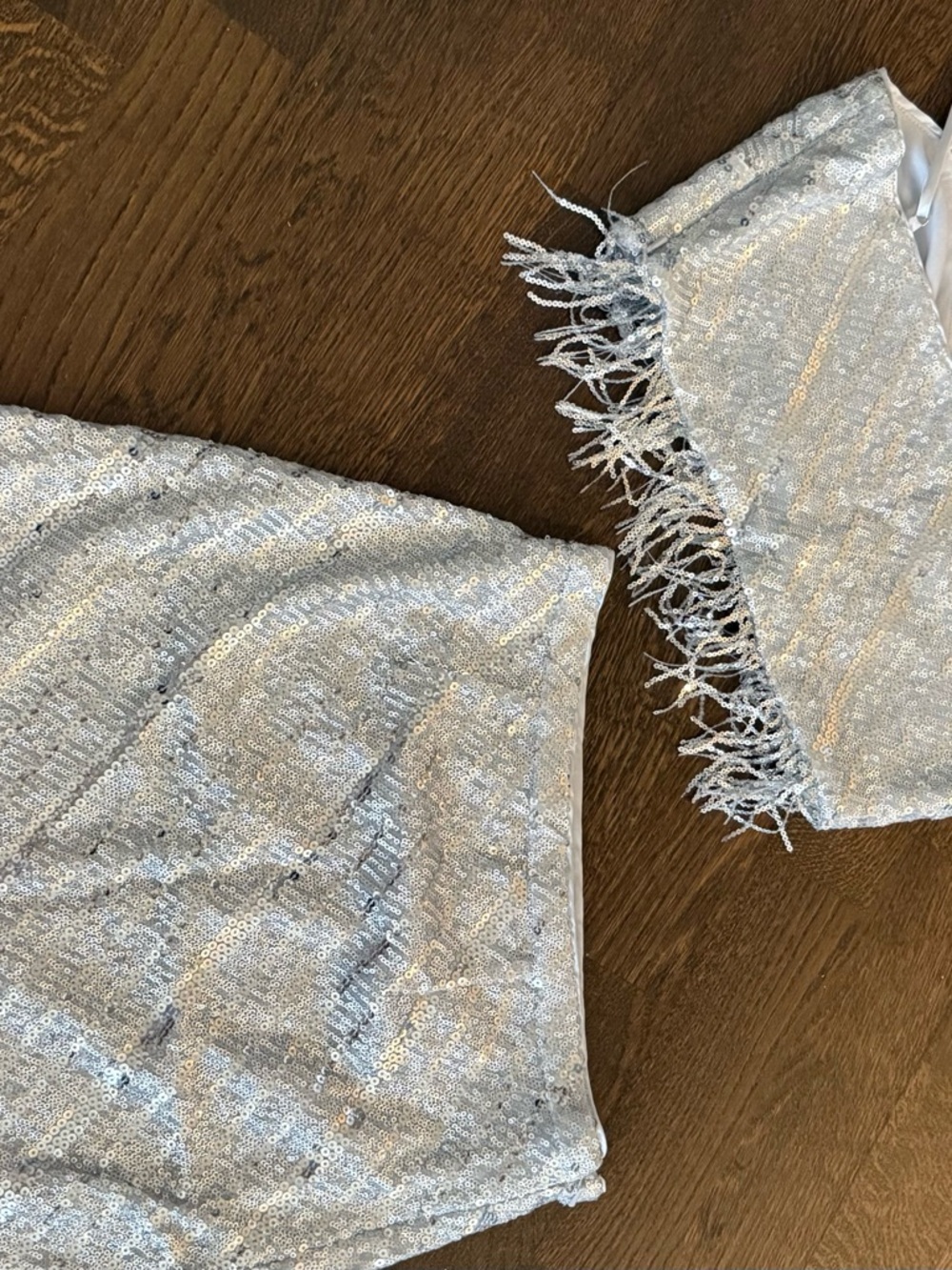 SAYLOR Silver Sequin Fringe Two-Piece Skirt Set - Picture 4 of 6
